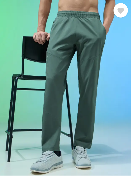 Men Solid Green Track Pants